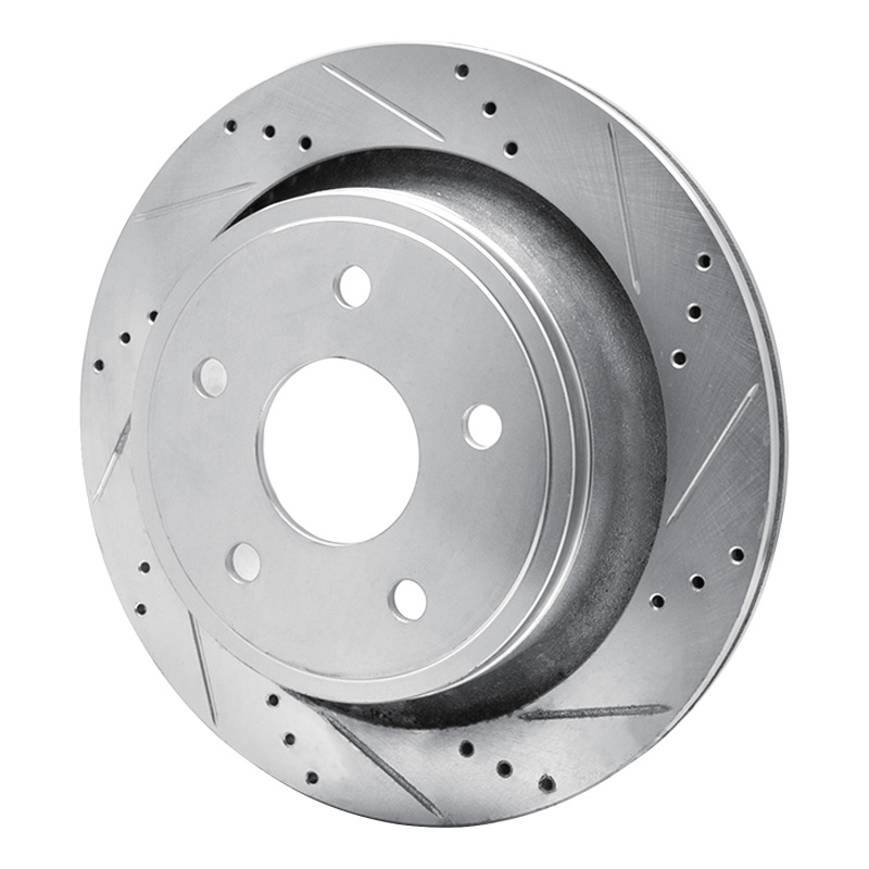 Chrysler Aspen Brake Rotor (1) - Rear Right - R1 Concepts - Drilled & Slotted - Silver - `02-`24